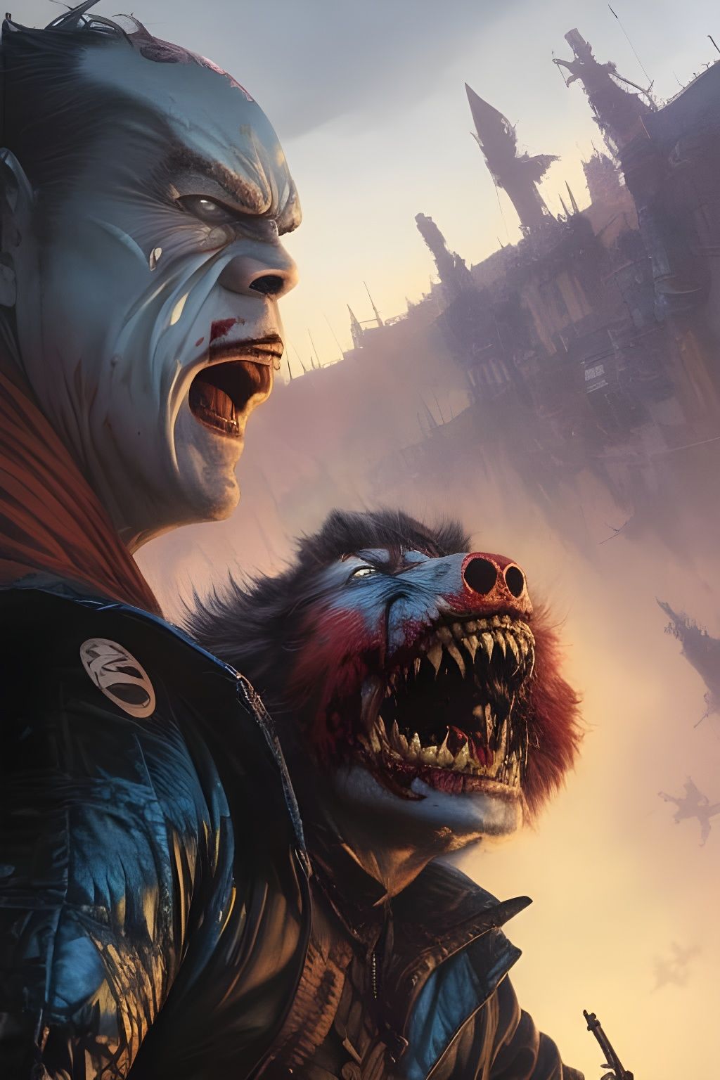 Matt Damon as Zombie Joker Crayon Caricature