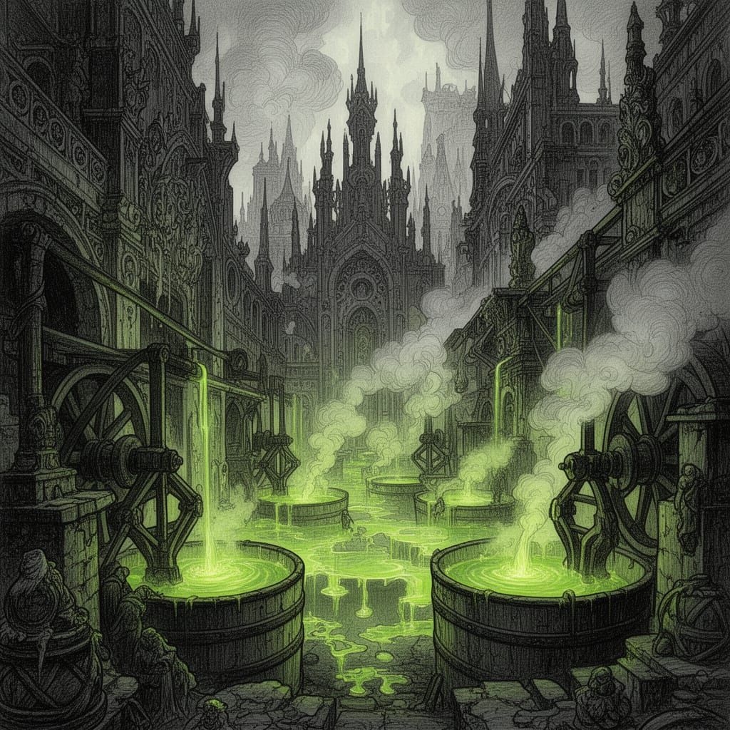 Fantastical Tartarian Acid Ponds at Industrial Tanner