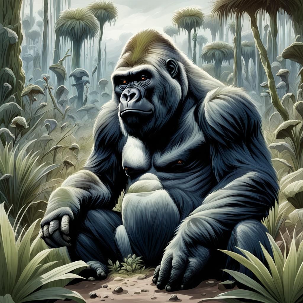 Shaggy Gorilla in Swampland Comic Art