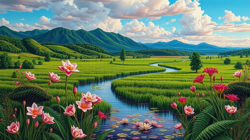 Surreal Swamp Ecosystem in Textile Art