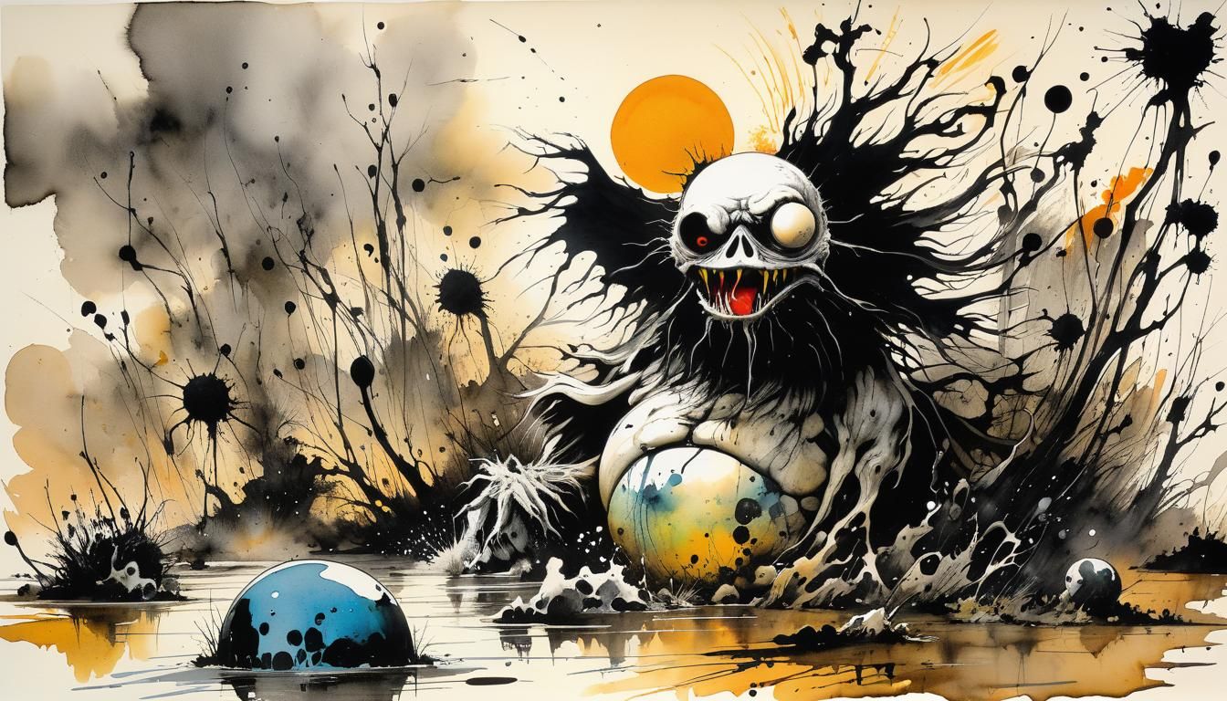 Grotesque Caricature in Ralph Steadman Style