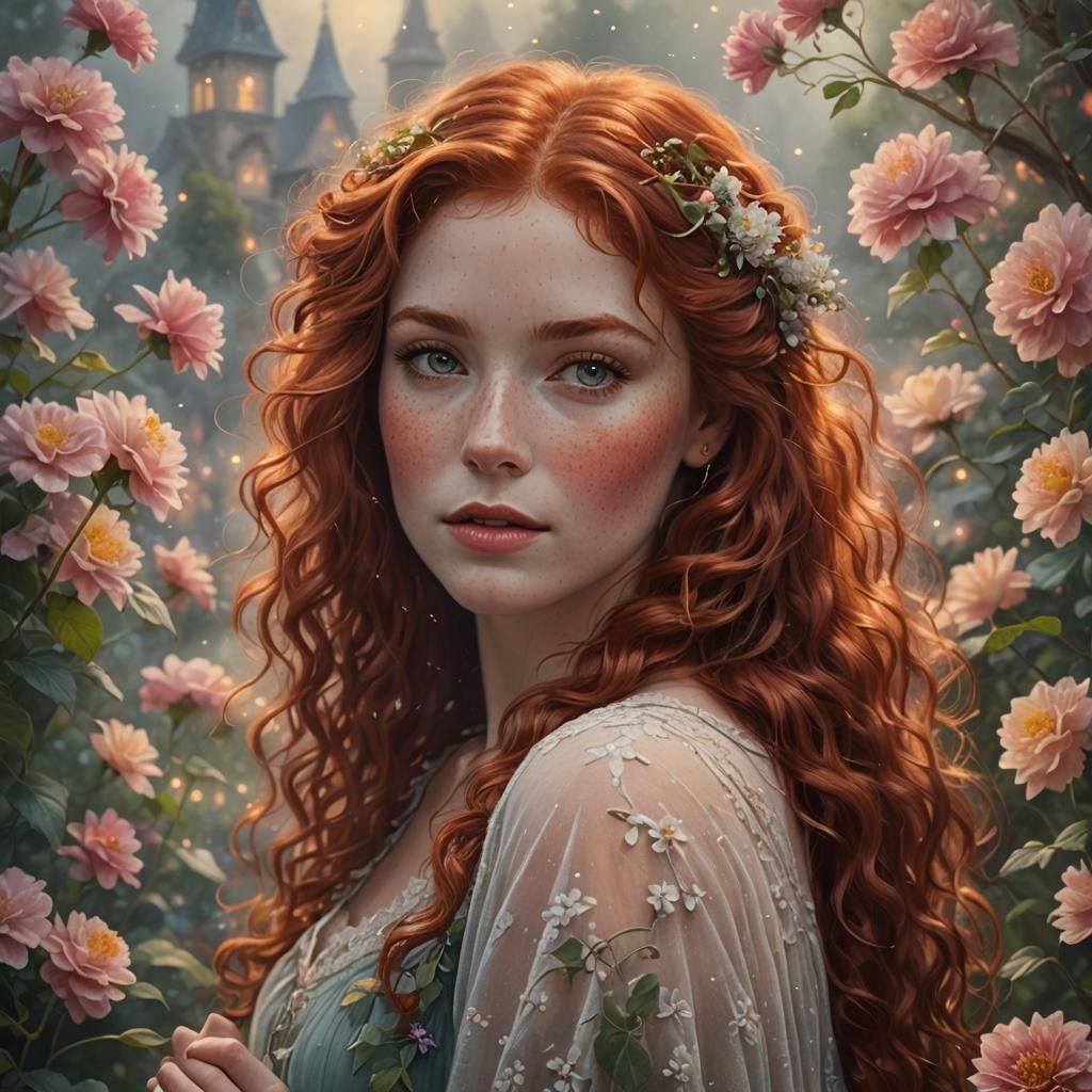 Radiant Redhead Portrait in Ethereal Fantasy Style