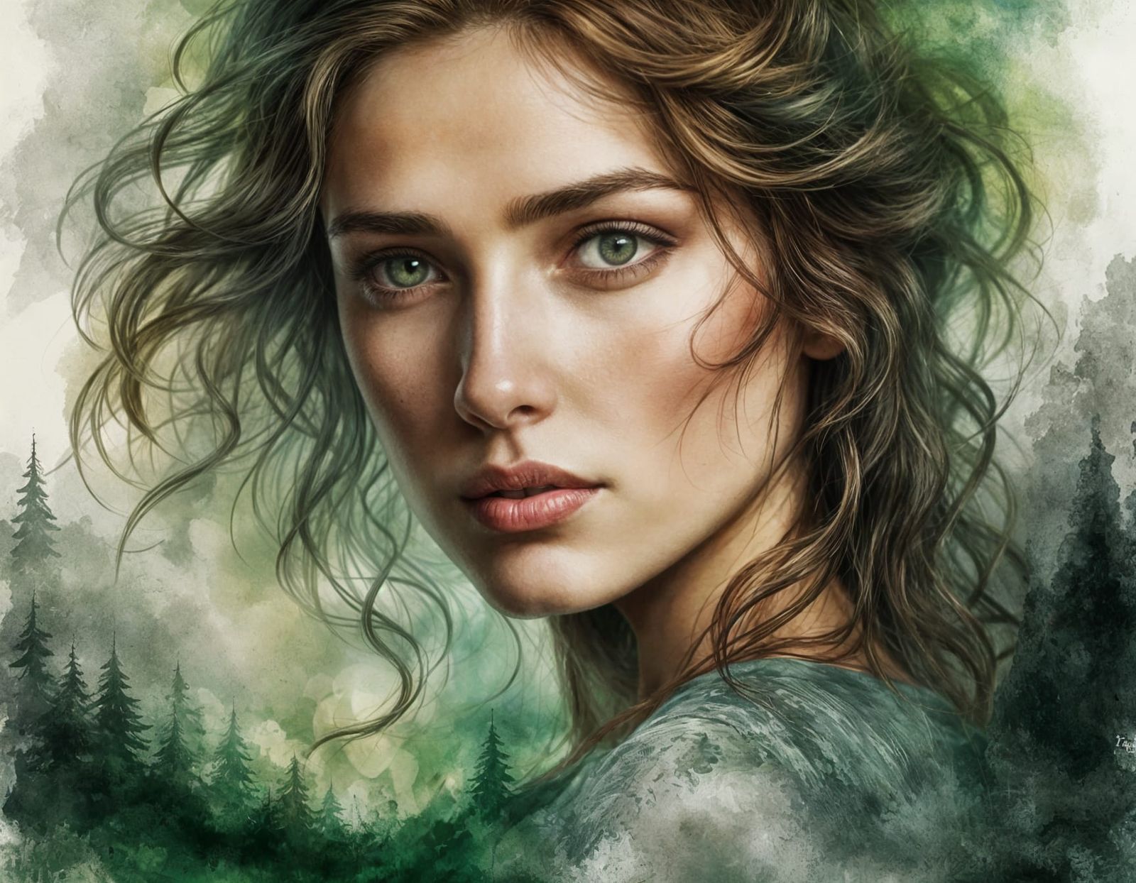 Portrait of a Woman with Green Eyes
