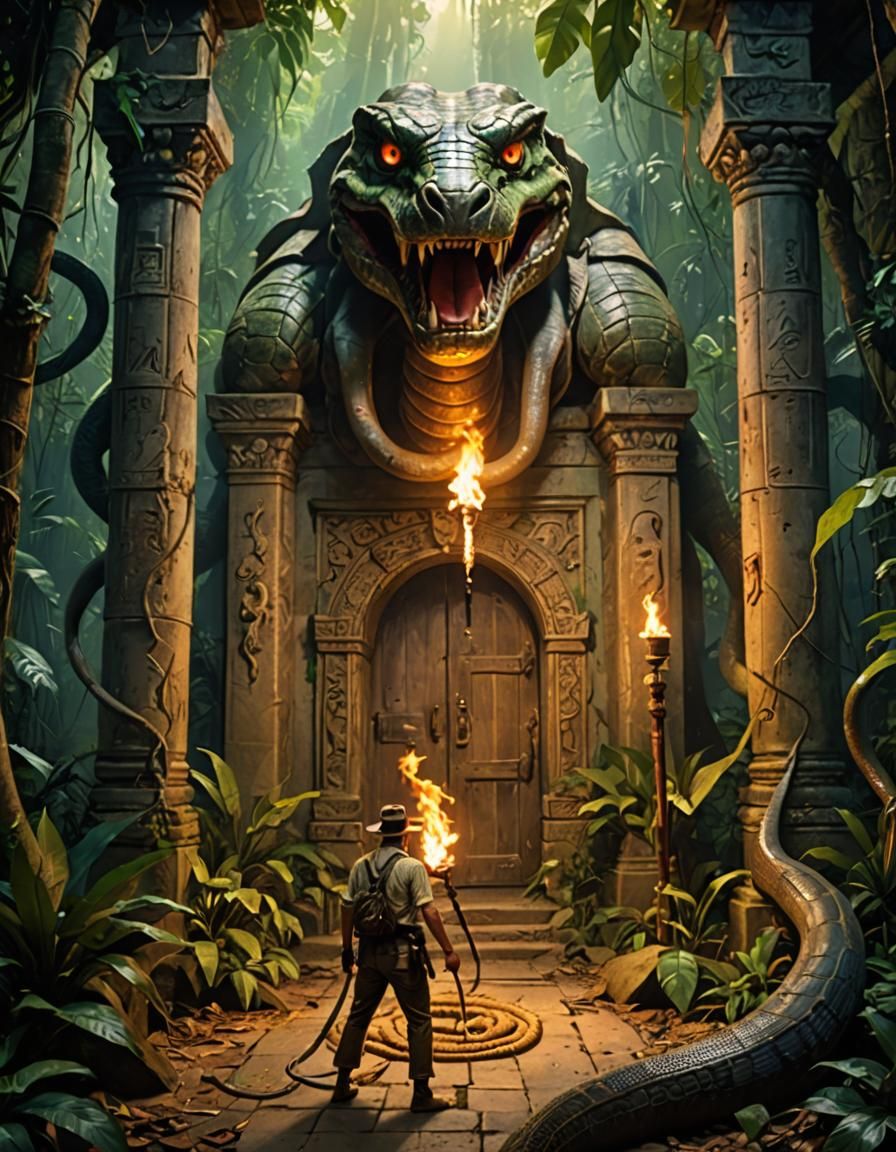 Indiana Jones at Jungle Temple Entrance