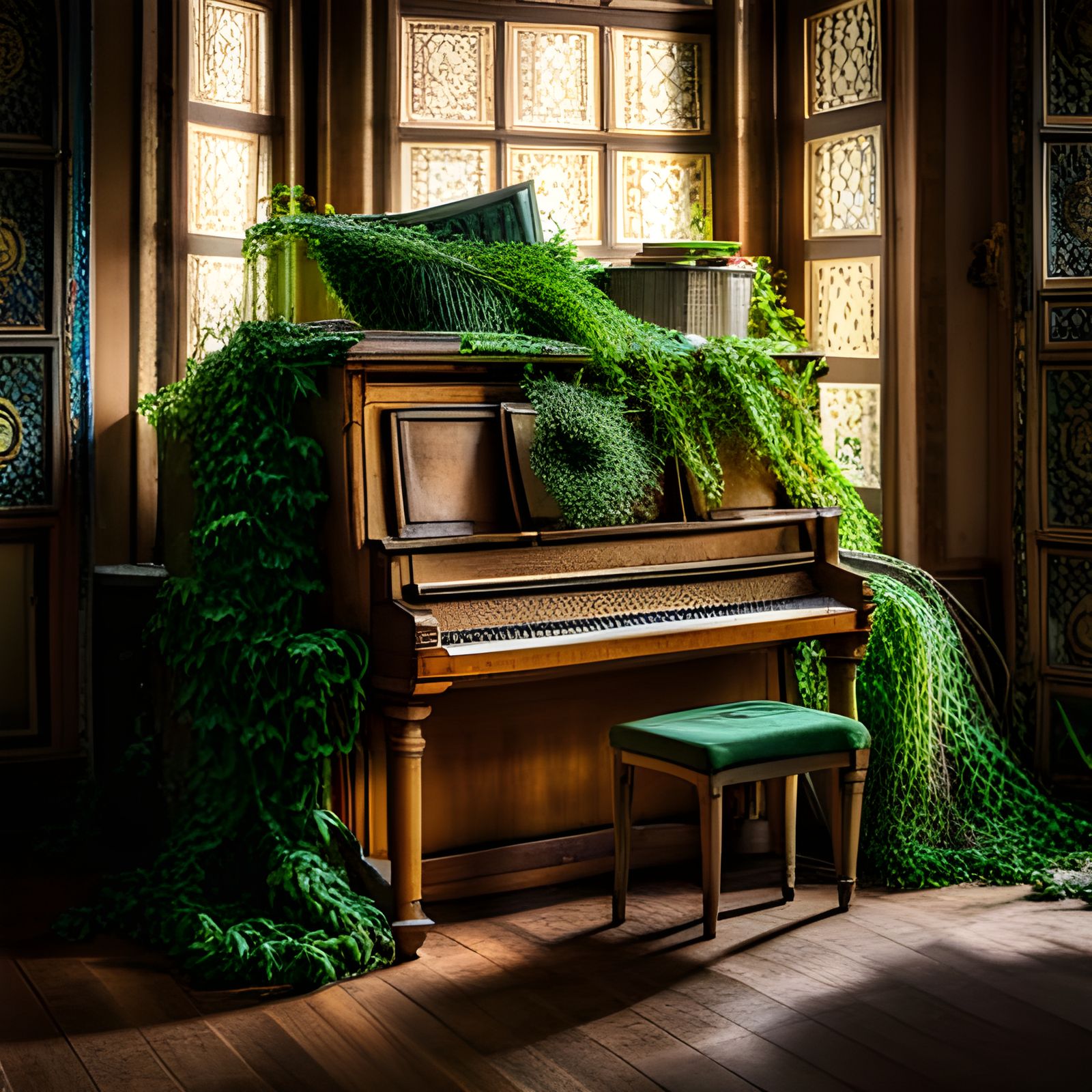 Vines Enveloping a Decayed Piano