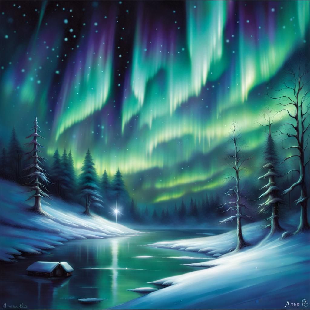 Ethereal Northern Lights Fantasy Art
