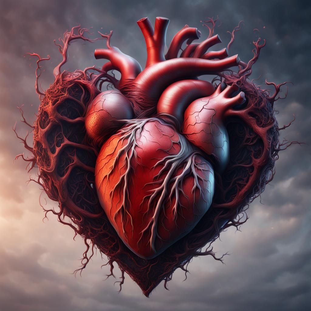 Detailed Matte Painting of a Human Heart