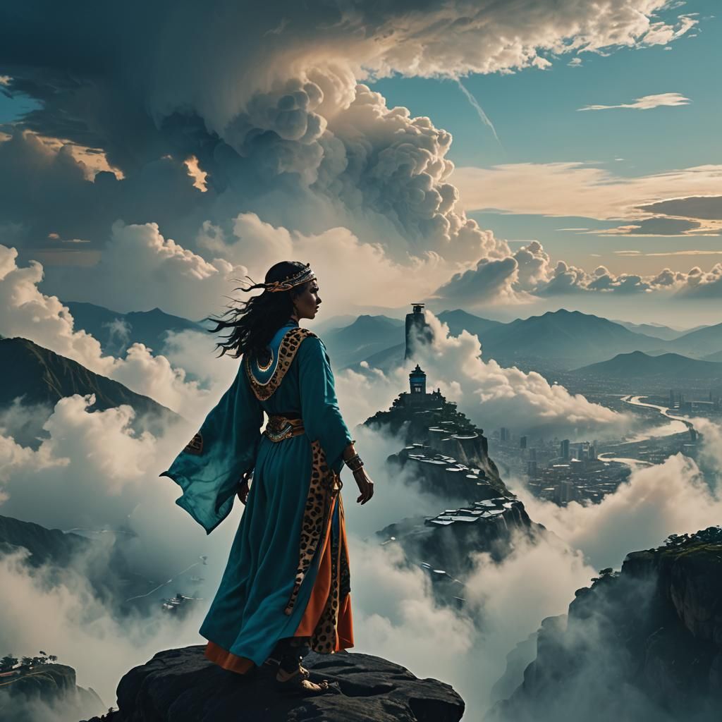 Blue Jaguar Shaman on Mountain Peak