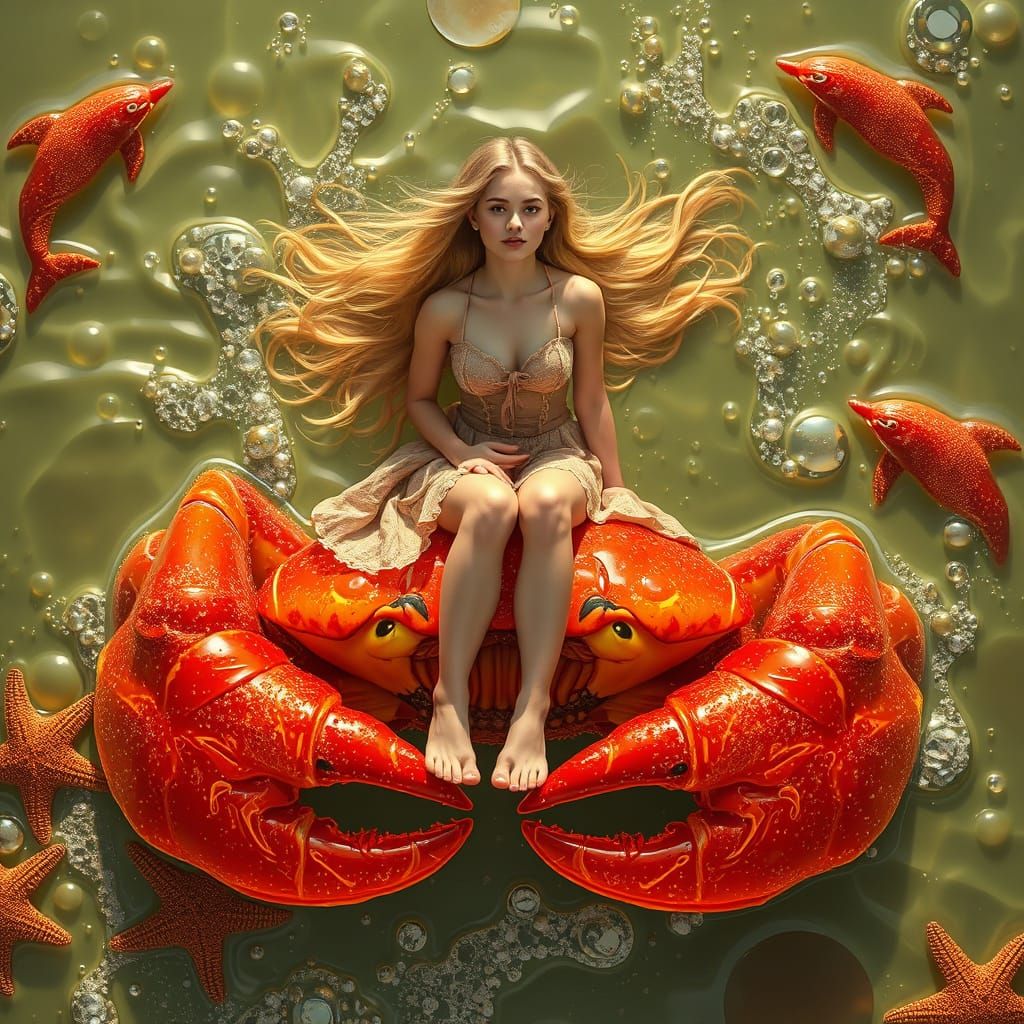 Candy Sea Gummy Crab Ride in Dreamlike Style