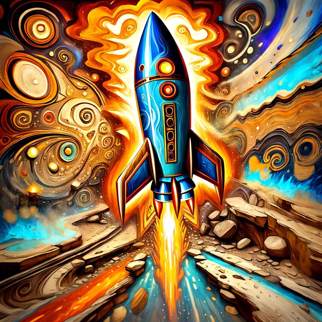 Rocket Speeds Through Psychedelic Fresco in Tribal Style