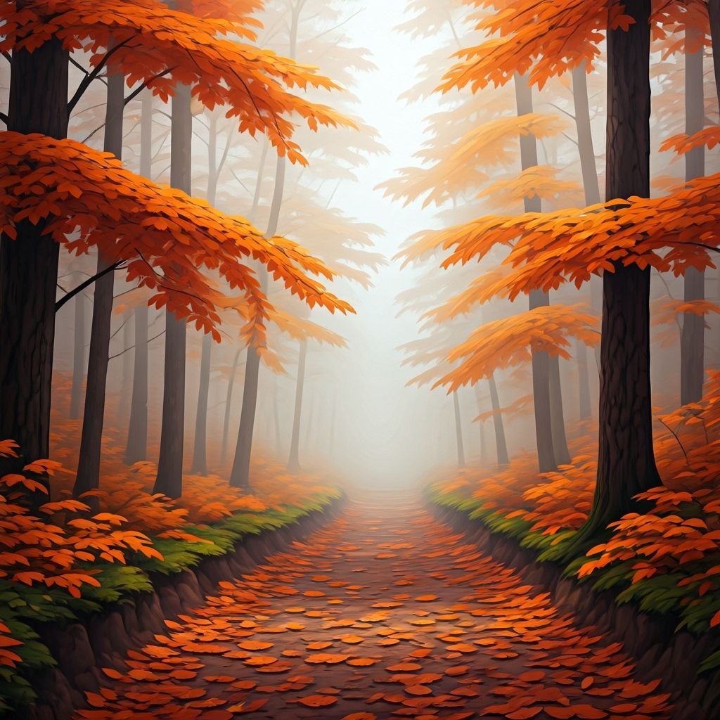Ethereal Foggy Autumn Forest with Golden Light