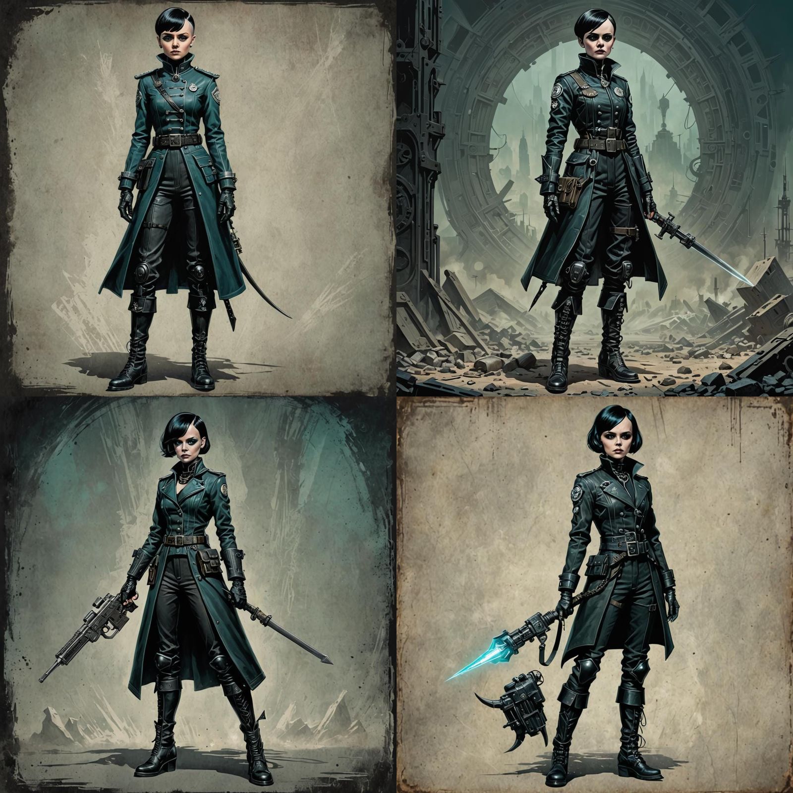 Dieselpunk Witch Concept Art in Dark Fantasy Style