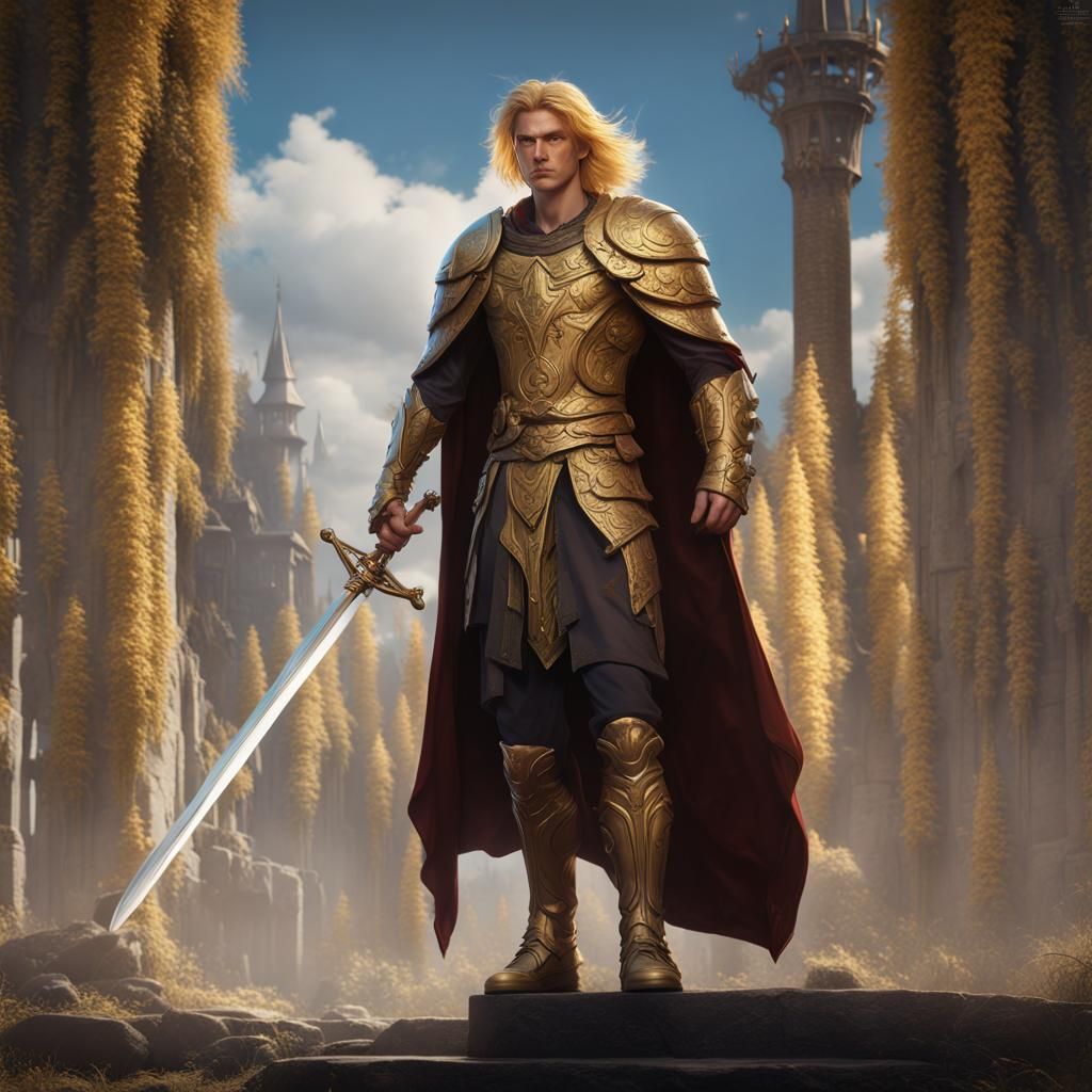 Valiant Young Man with Sword: Fantasy Concept Art