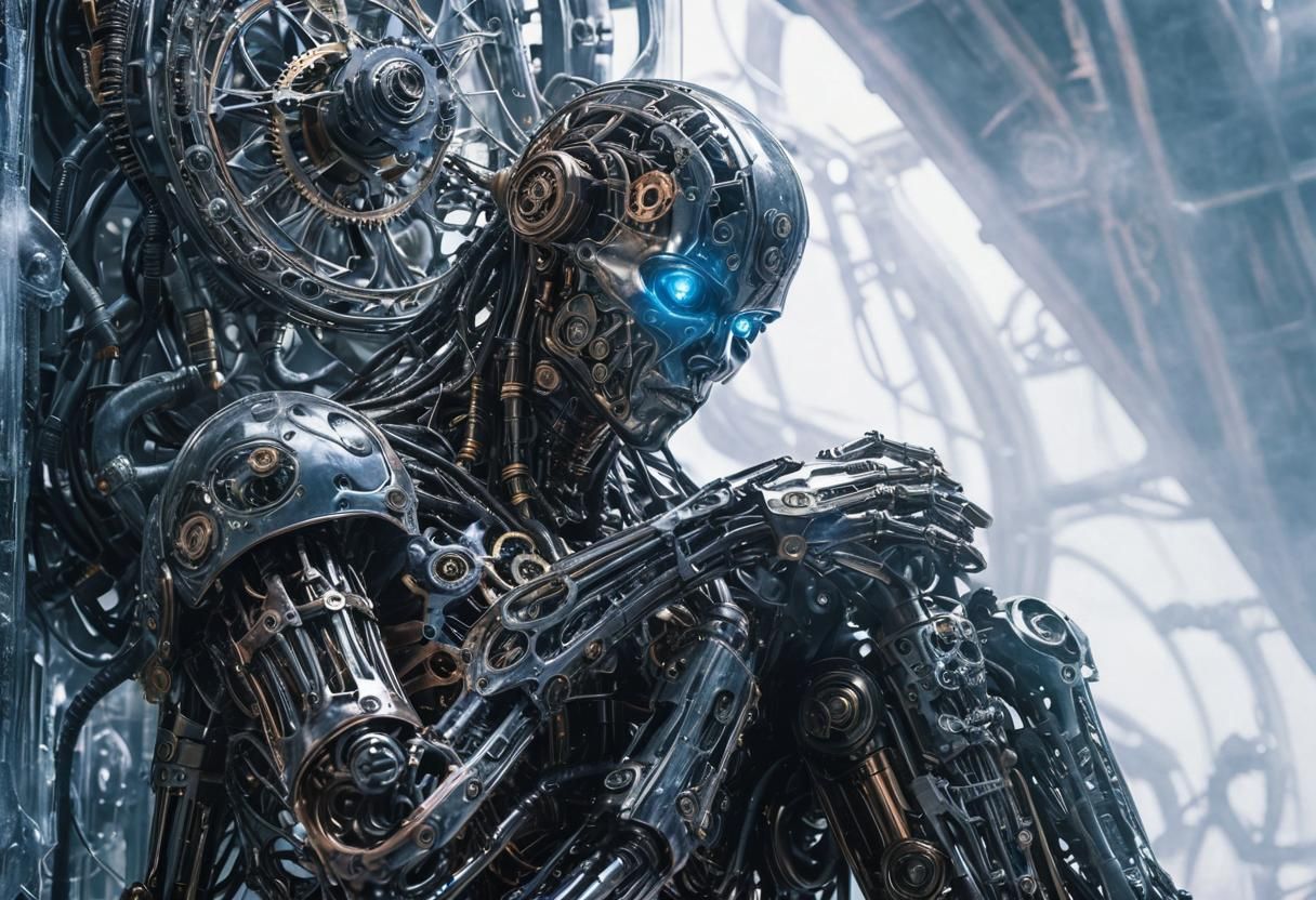 Eerie Biomechanical Sculpture in Dark Surrealism Style