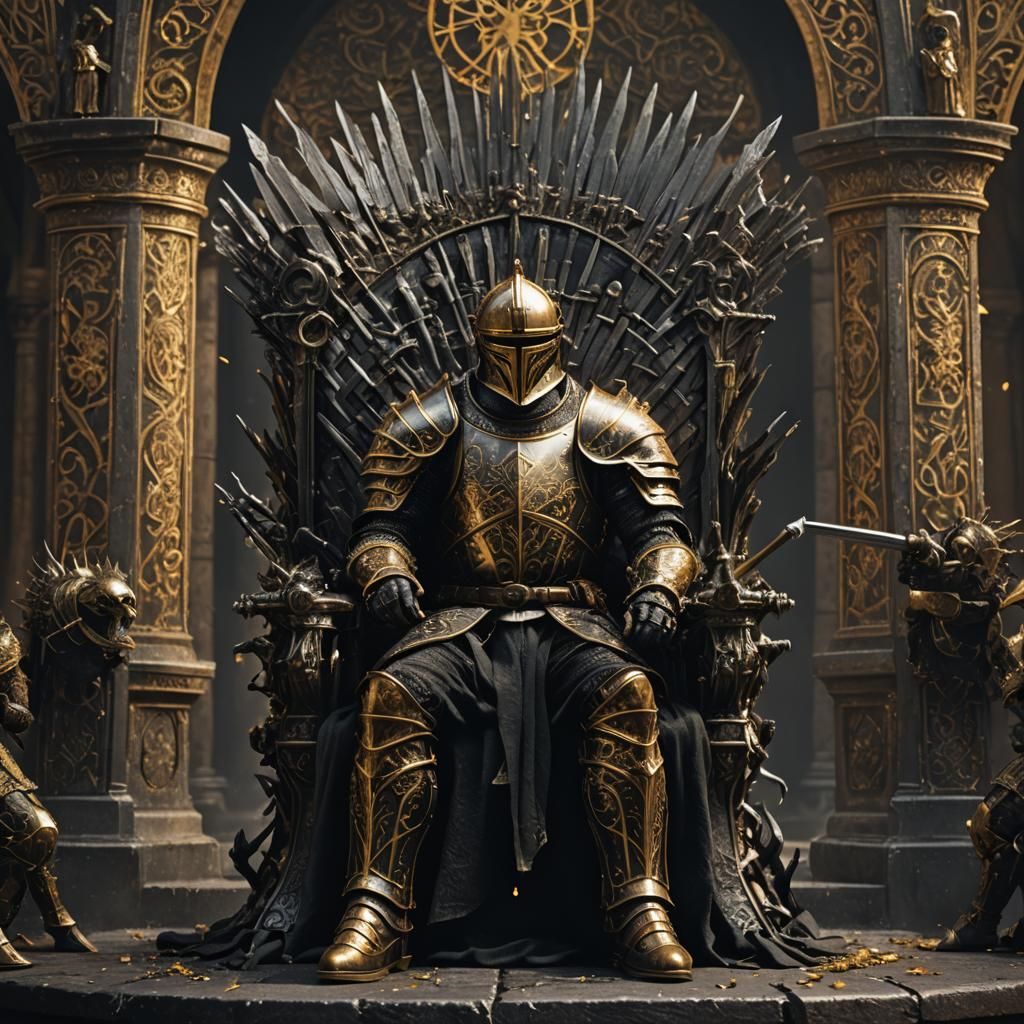 Knight guard on an iron throne