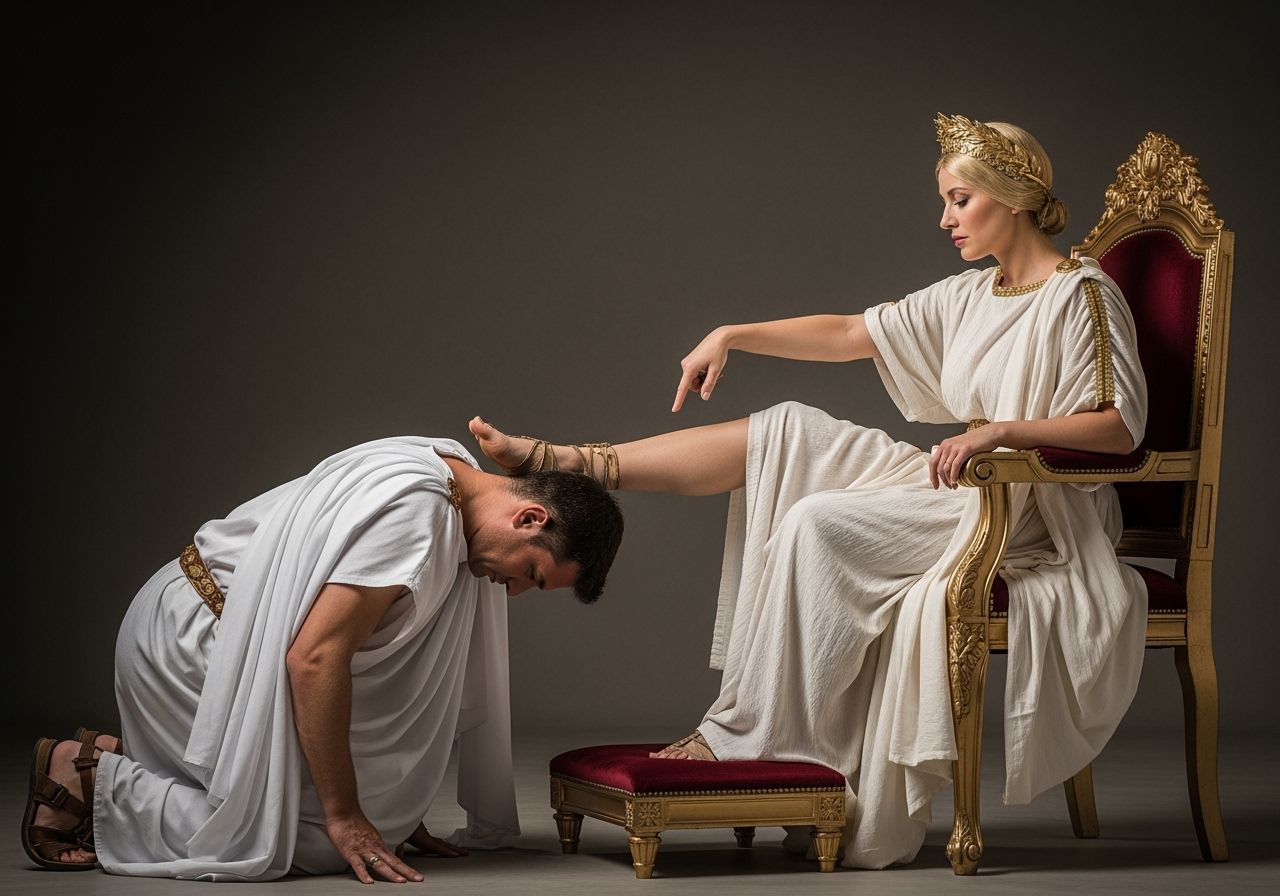 Empress Dominates Senator in Ancient Rome, Professional Phot...