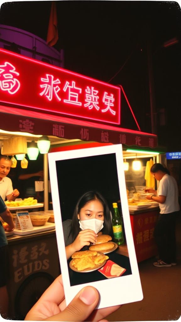 Night Market Moment in Neon Lights