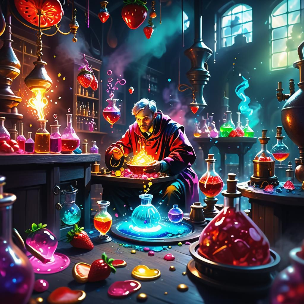 Strawberry Candy Explosion in Alchemy Lab