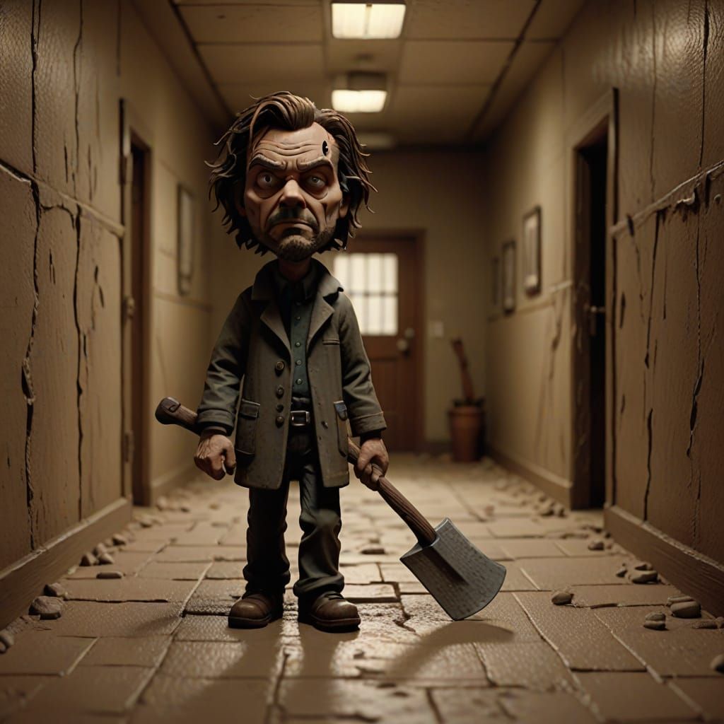 Claymation Jack Torrance with Axe in Hallway