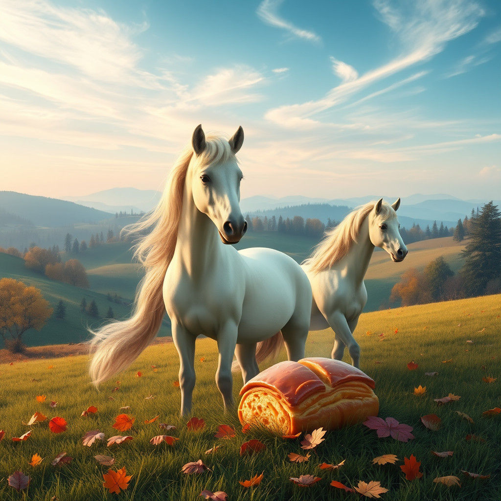 Ponies and Strudel in Fantasy Landscape, Matte Painting