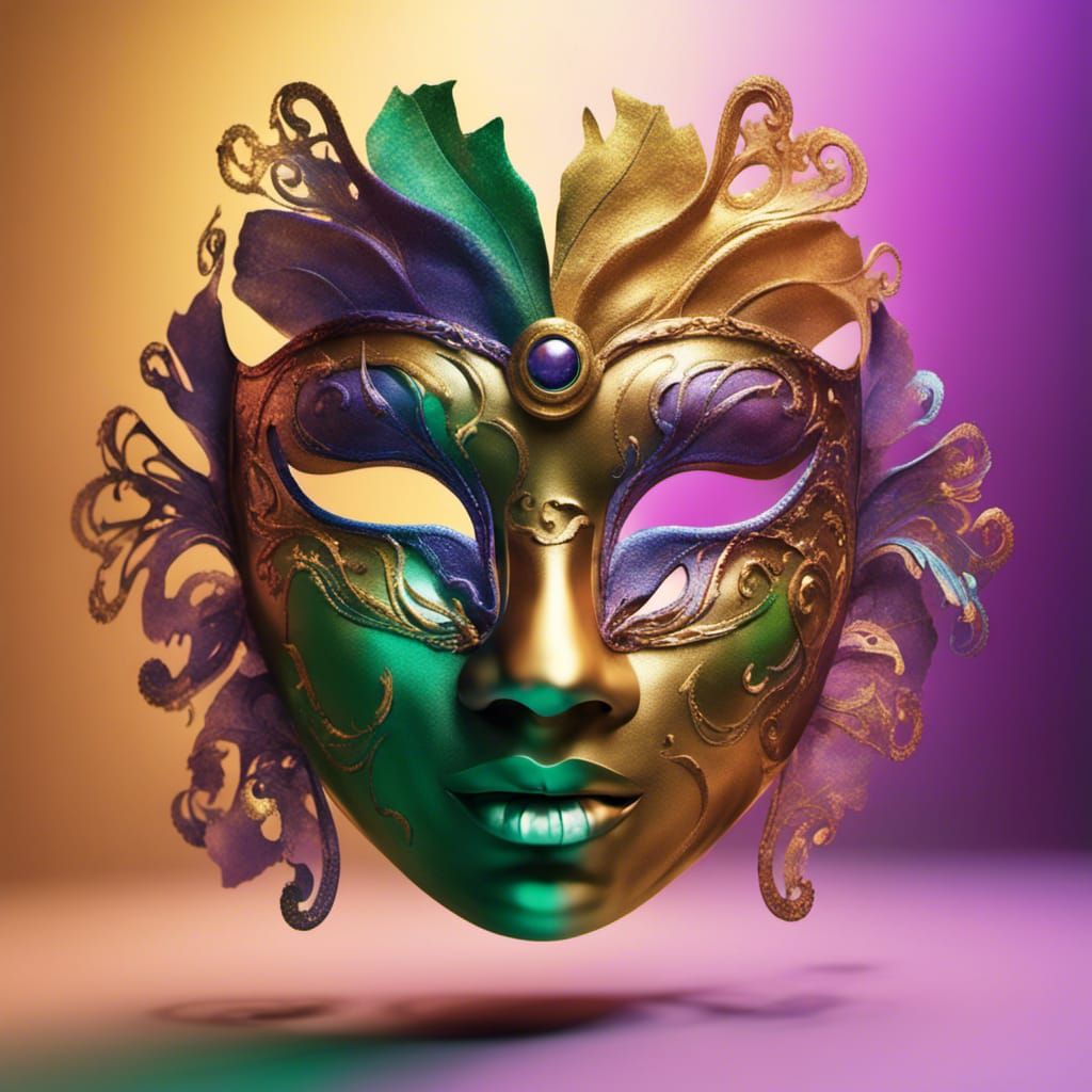 Intricate Mardi Gras Mask in Splash Art Style