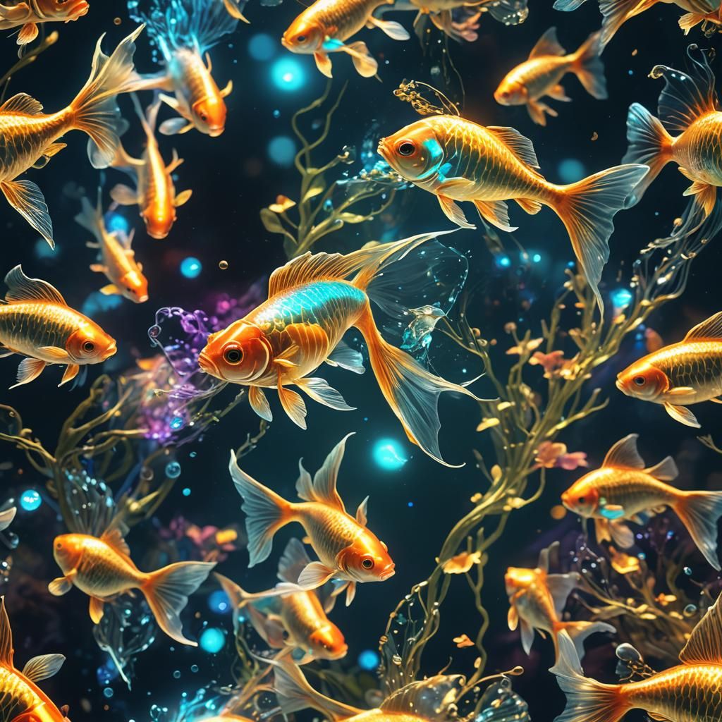 Bioluminescent Goldfish Fantasy Concept Art