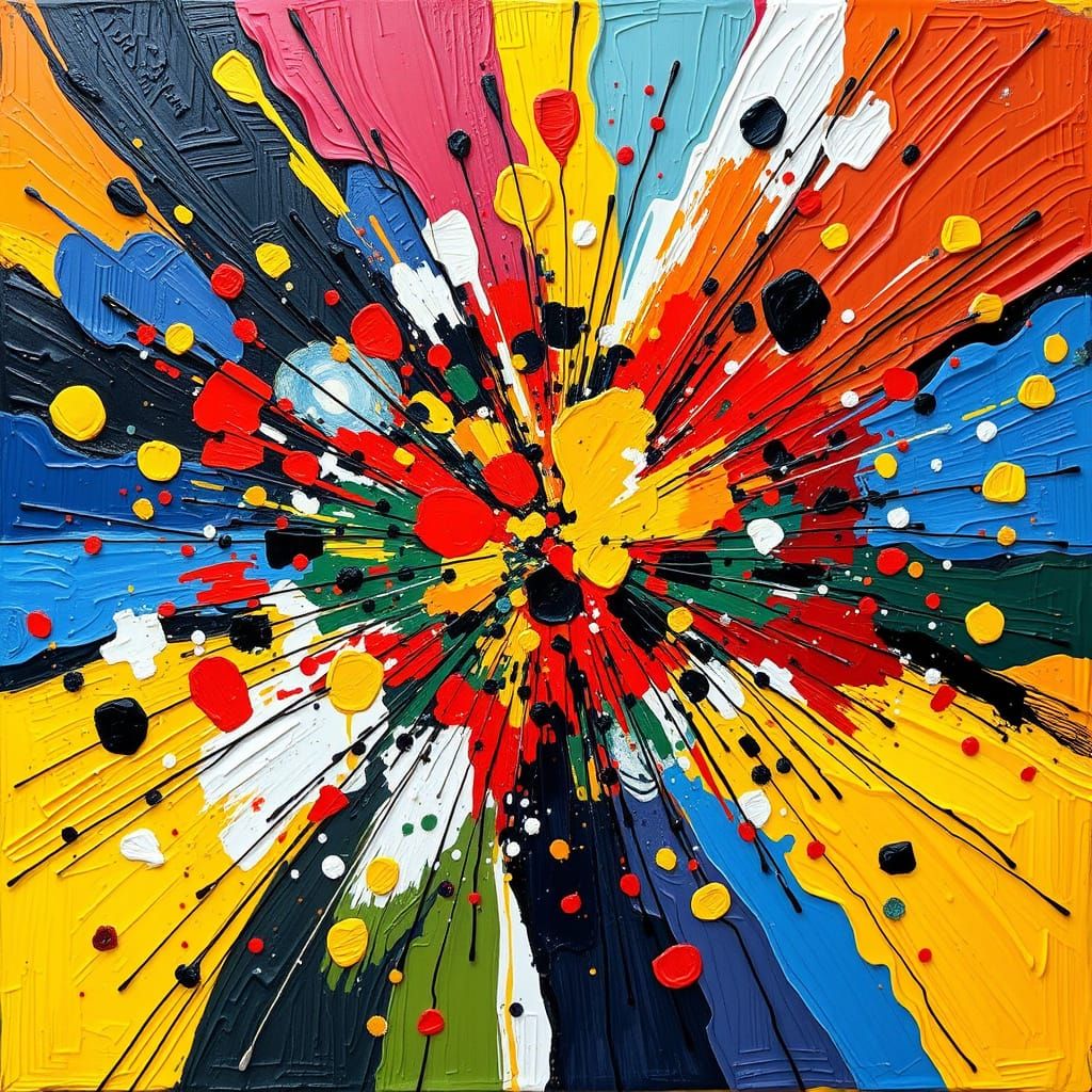Abstract Color Explosion with Energetic Brushstrokes