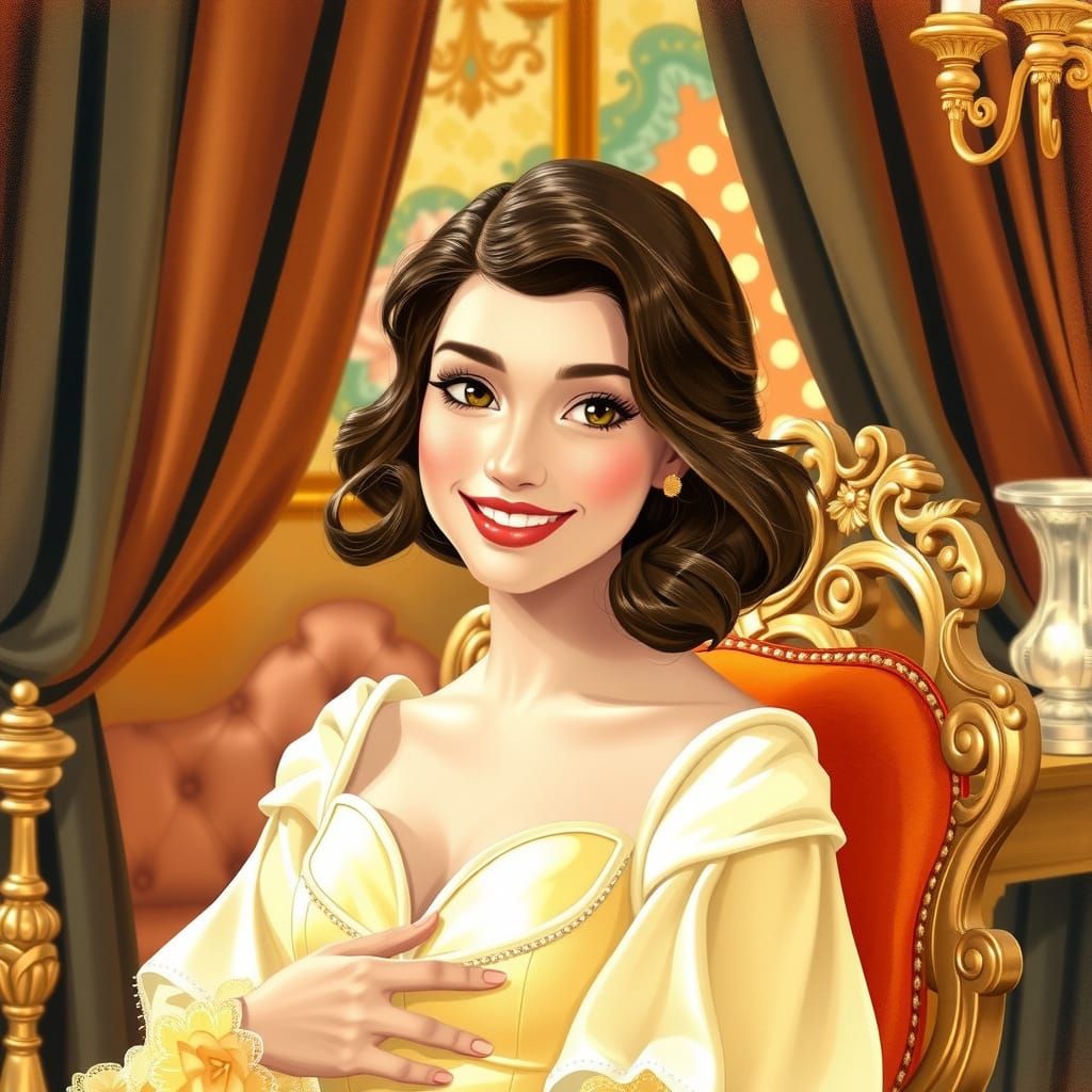 Elegant Belle with Fresh Chin-Length Bob in Luxury Salon Set...