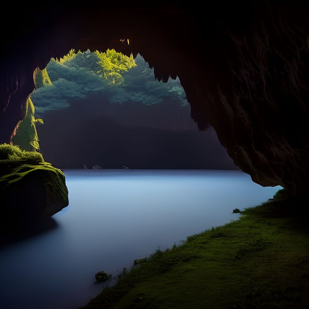 Lush Garden Inside Immense Cave: Digital Matte Painting
