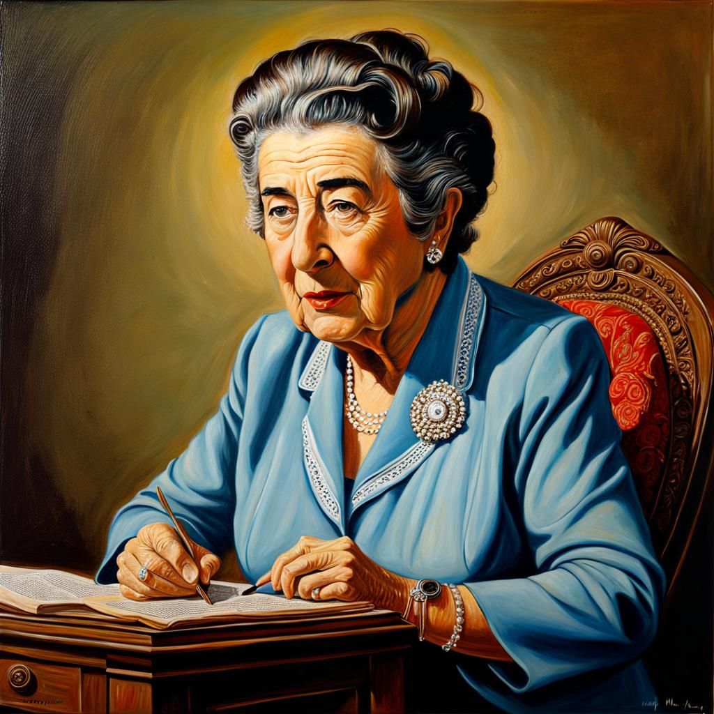 Golda Meir Portrait in Oil Painting Style