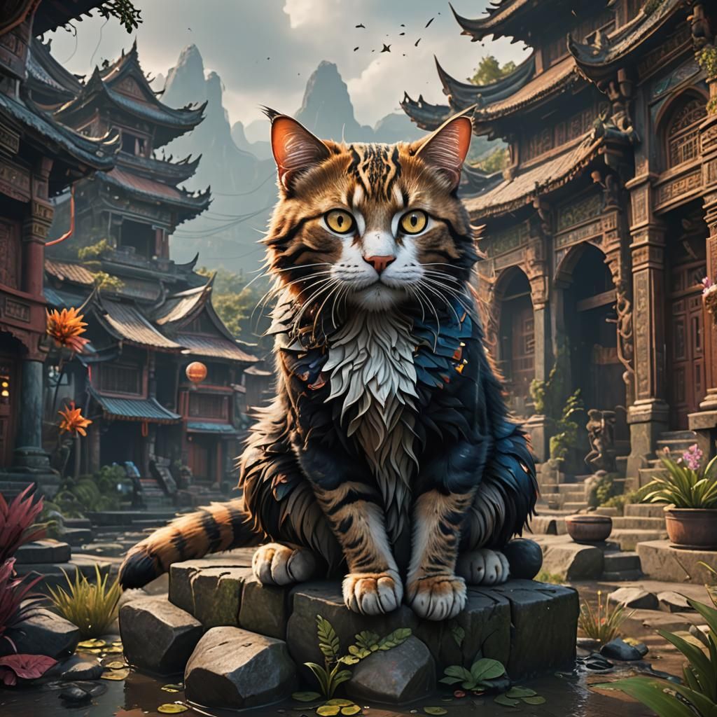 Detailed Matte Painting of a Manipur Cat