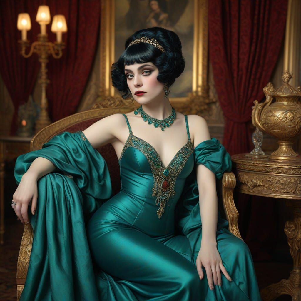 Sultry Vamp in Art Nouveau Elegance