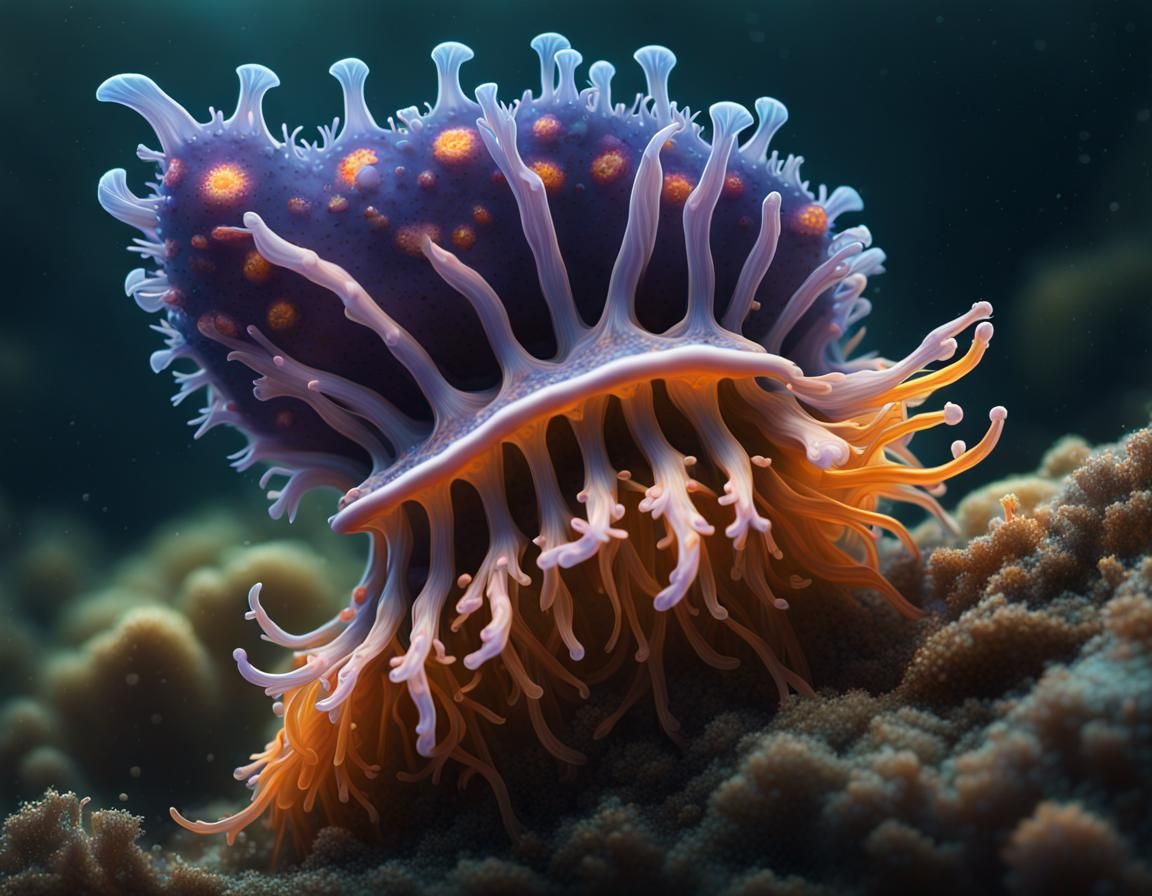 Lush Nudibranch in Impressionistic Oil Painting Style