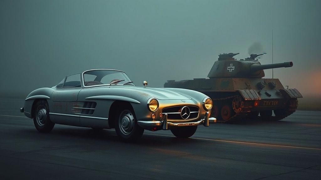 Mercedes and Tiger Tank Race: German Engineering