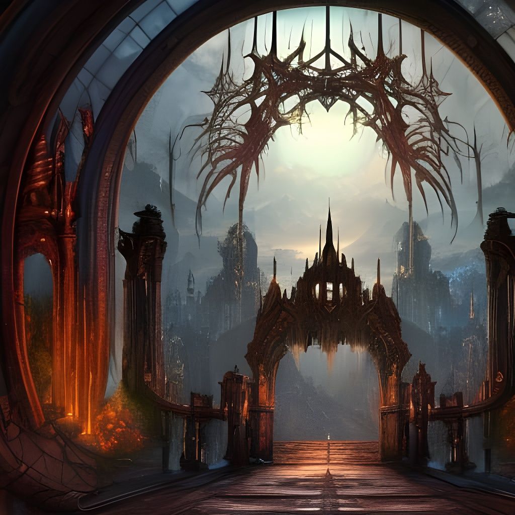 Mechanical Doorway to a Daedric World: Fantasy Concept Art
