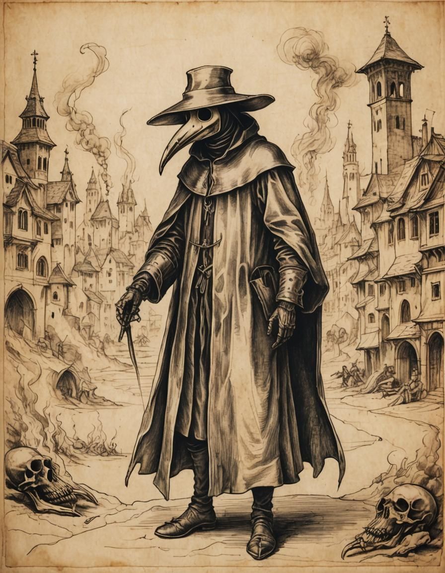 Plague Doctor Illustration Inspired by Dürer