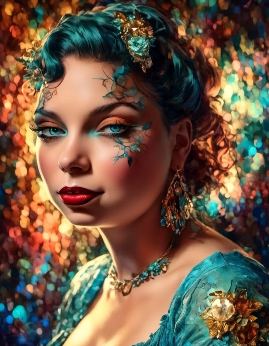 Vintage Fairy Pin-Up in Enchanted Forest