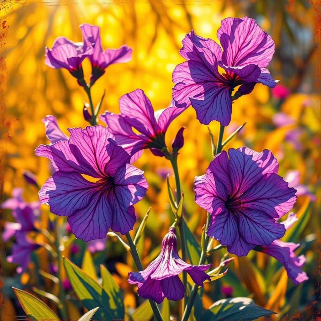 Vibrant Heliotrope Blooms in Expressive Oil Painting