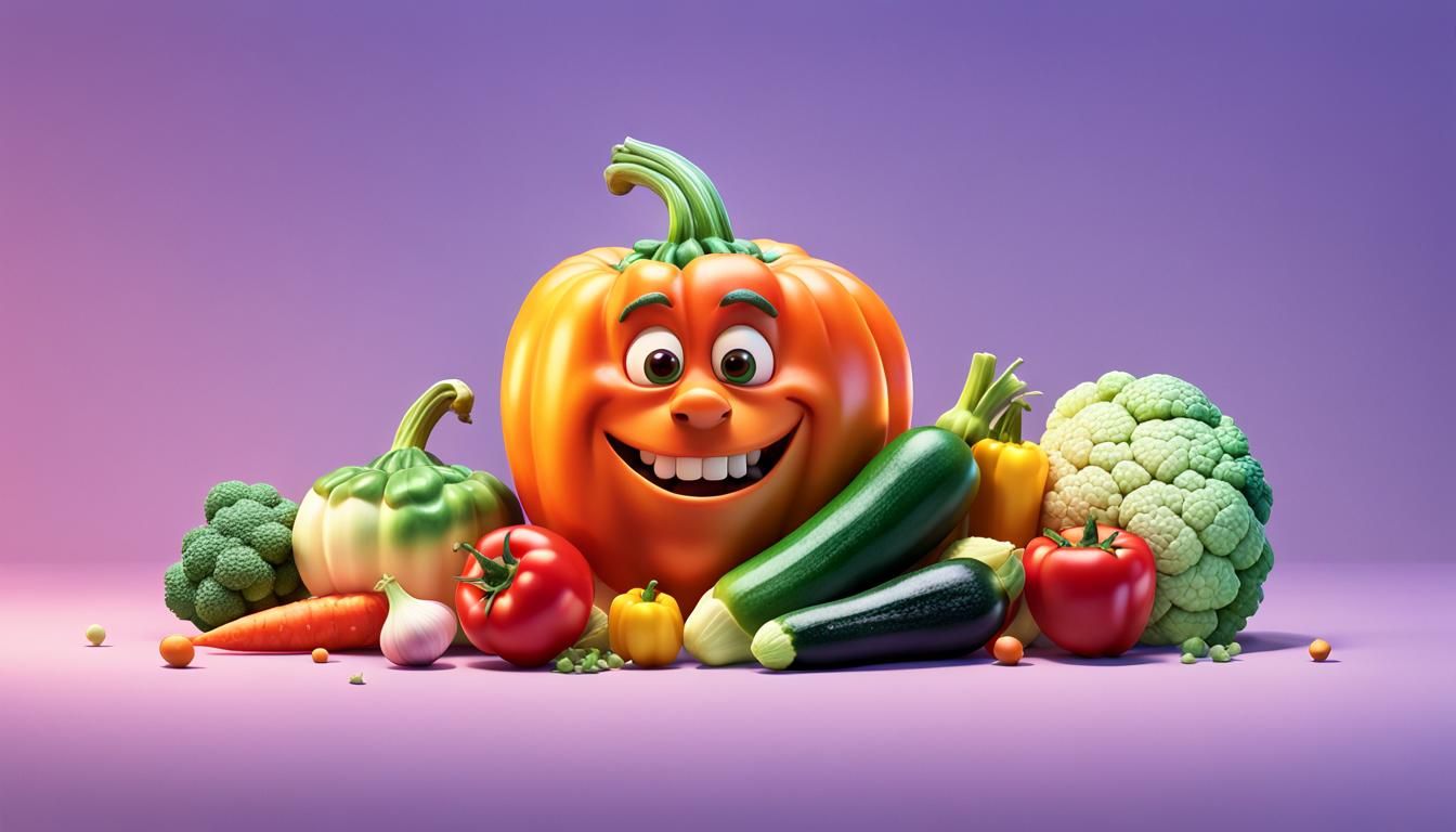 Vibrant Vegetable Colors in 3D Digital Art