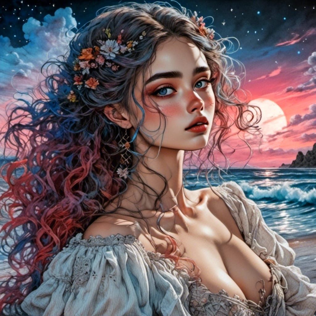 Victorian Woman Lounging in Library