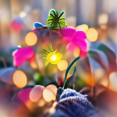 Colorful Flower in Winter Sunshine