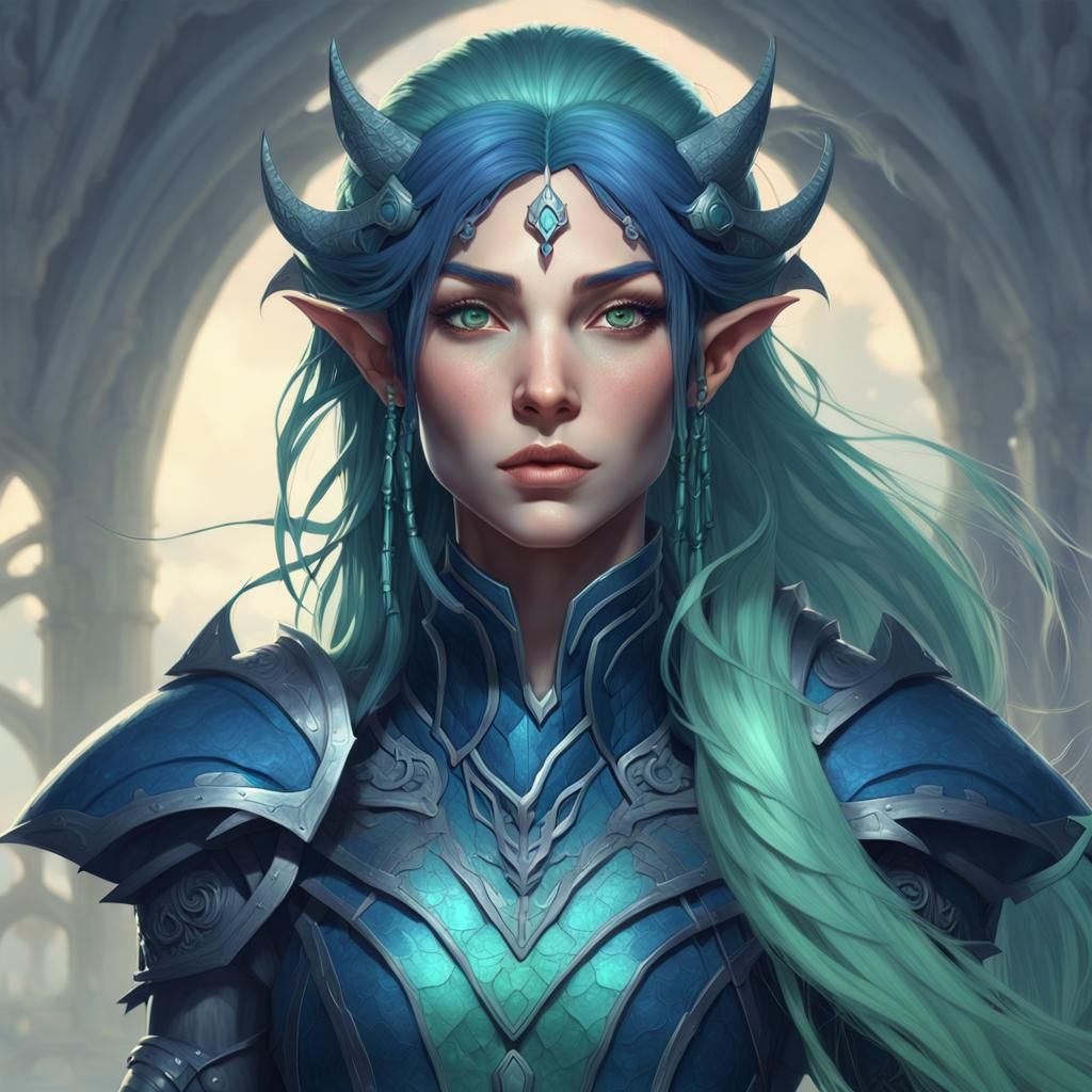 Sea Elf Portrait in Hyperdetailed Style