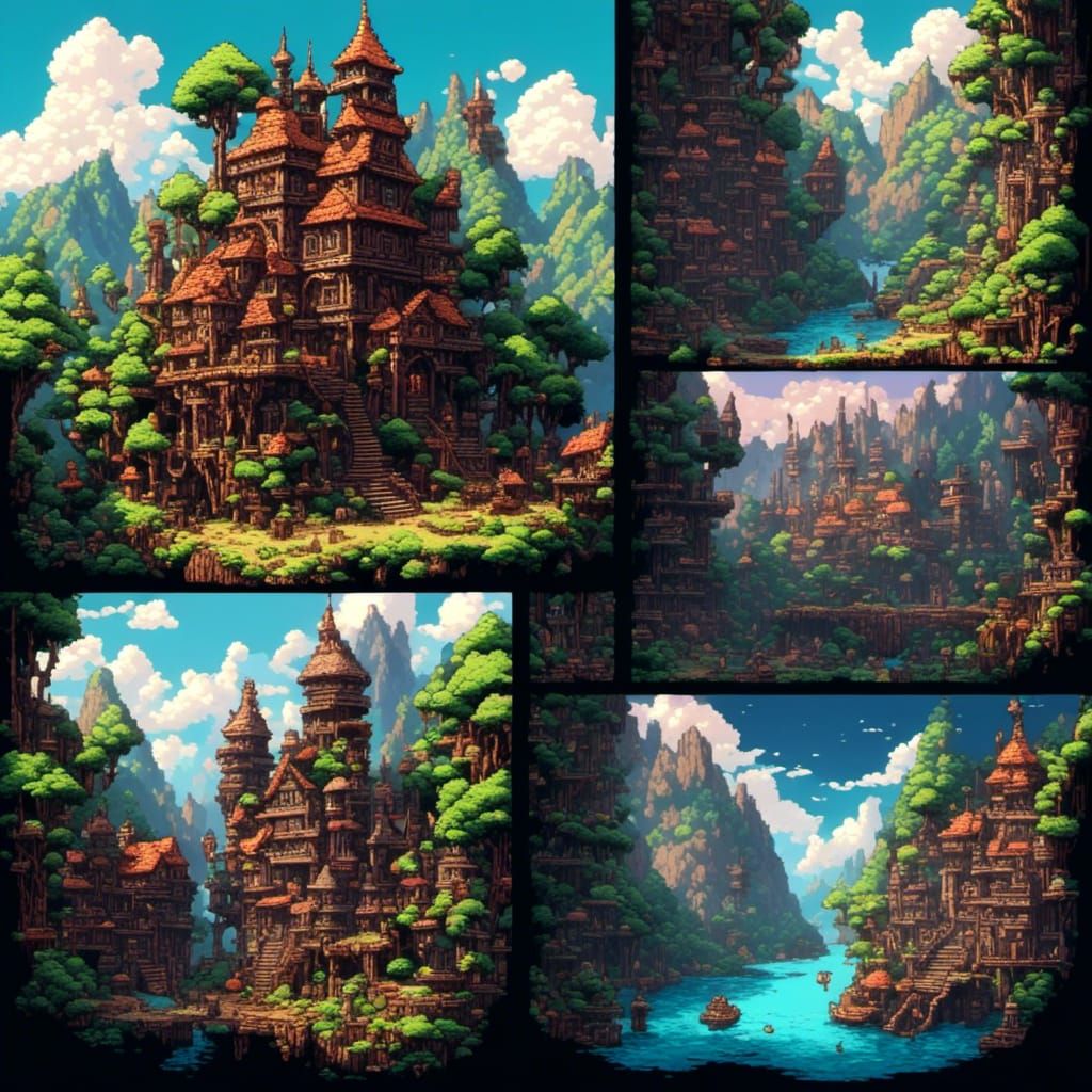 Fantastical 16-bit Library in Detailed Matte Painting Style