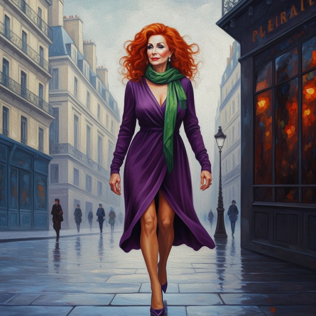 Stylish Woman in Paris: An Impressionistic Oil Painting