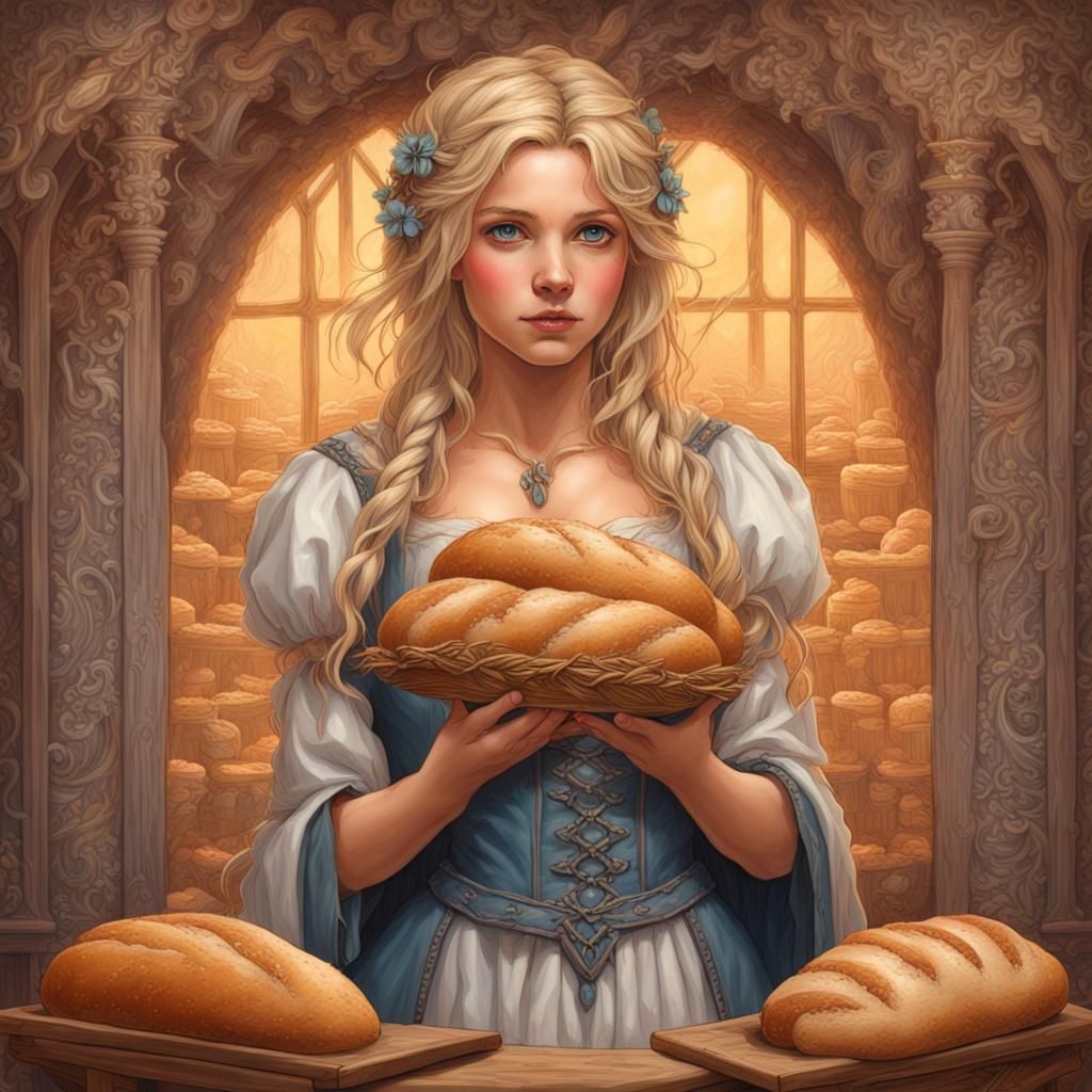 Fantasy Maiden with Bread and Hearth