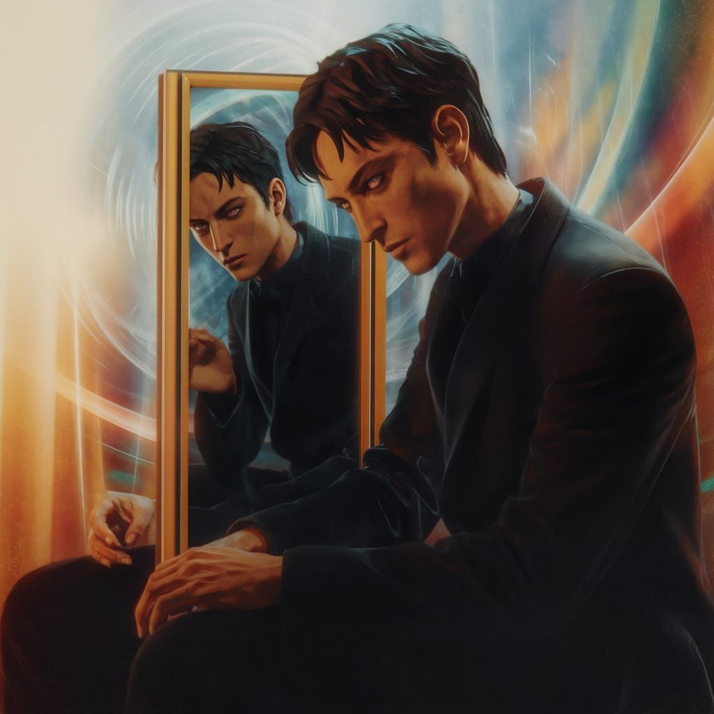 Demonic Reflection in Anime Style 3D Art