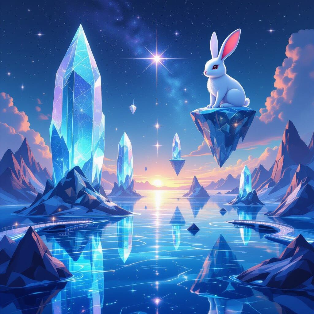 Surreal Crystalline Islands Floating in Liquid Starlight