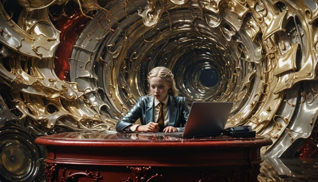 Golden Metal Puddle Transforms to Beautiful Woman