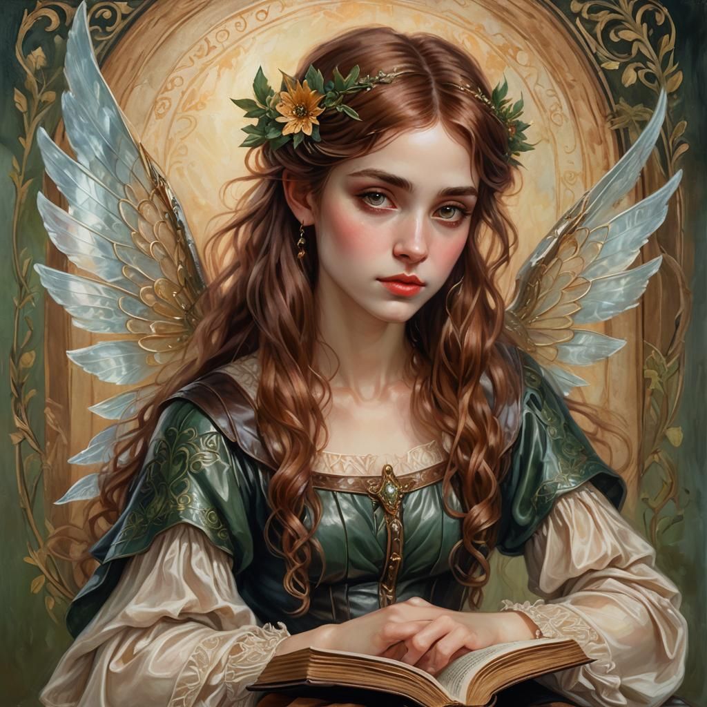 Mischievous Fae-Girl Portrait in Pre-Raphaelite Style