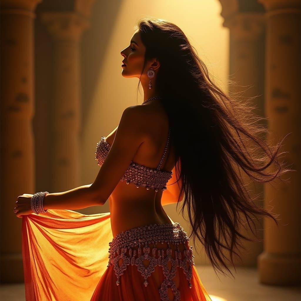Hyperrealistic Bellydancer Portrait in Golden Light